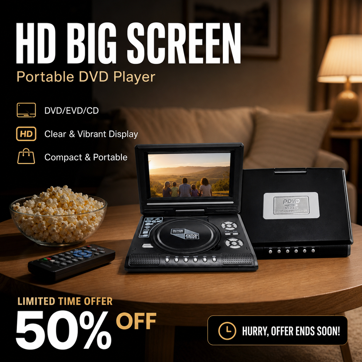 đș 50 % RABATT NU! đż Uppladdningsbar DVD-spelare med 7,8" HD-skĂ€rm â stöd för DVD, USB & SD â perfekt för resor och filmkvĂ€llar đŹ