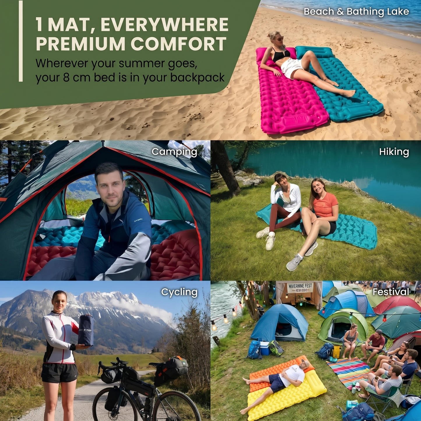 đïž 50% RABATT NU! âș Lyxig UltralĂ€tt Liggunderlag â Inbyggd Fotpump & 7,5 cm Tjock â Perfekt för Camping, Vandring & Stranden â VattentĂ€t & Kompakt đ