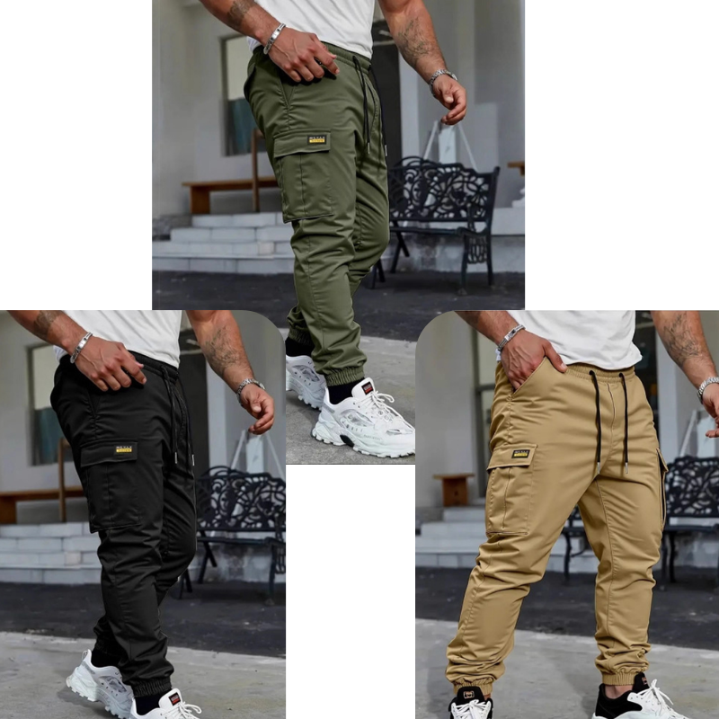 đ 50% RABATT NU!đ ïž Herr Arbetsbyxor Cargo Sweatpants â Taperade Joggers & Dragsko â Multi-Ficka Streetwear đ„
