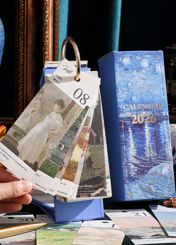 đš 2026 Vintage oljemĂ„lning i europeisk stil, vĂ€ndbar kalender - đŒ Glad hela Ă„ret đŠ