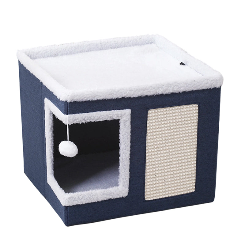 đ± 50 % RABATT NU! đ Foldable 2-in-1 cat cube house â tvĂ„ nivĂ„er, integrerad klösmatta & hopfĂ€llbar design â perfekt för smĂ„ utrymmen đ§¶