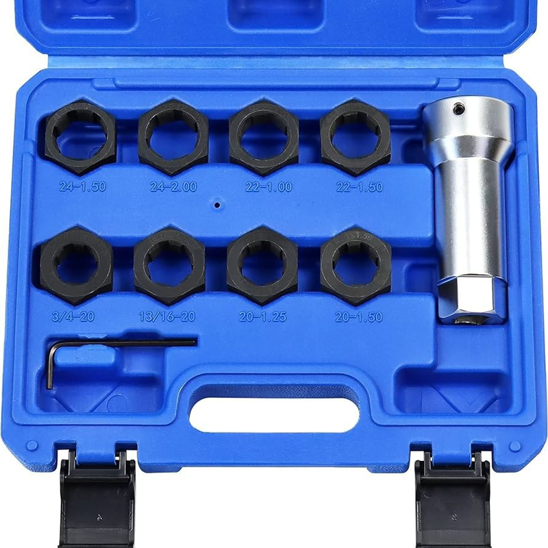 đ© 50 % RABATT NU! đ ïž 10-Piece Axle Spindle Thread Chaser Set â premium Cr-Mo stĂ„l, 8 storlekar & portabel förvaringsvĂ€ska â perfekt för fordonsreparation đ