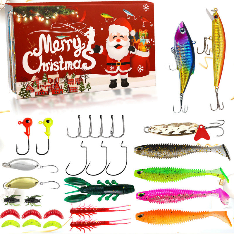 Julfiskebete-adventskalender – Blindbox-set med minnow-, popper- och skedbeten