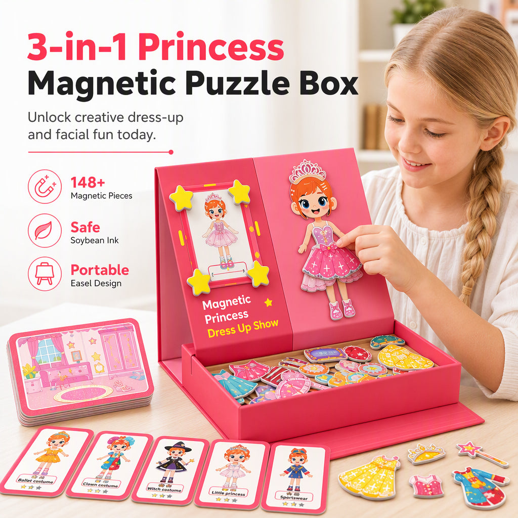 đ TidsbegrĂ€nsat specialerbjudande âš 3D-klĂ€dset med magnetiska prinsessklĂ€der för barn â 129 delar och 25 klĂ€dkombinationer đ