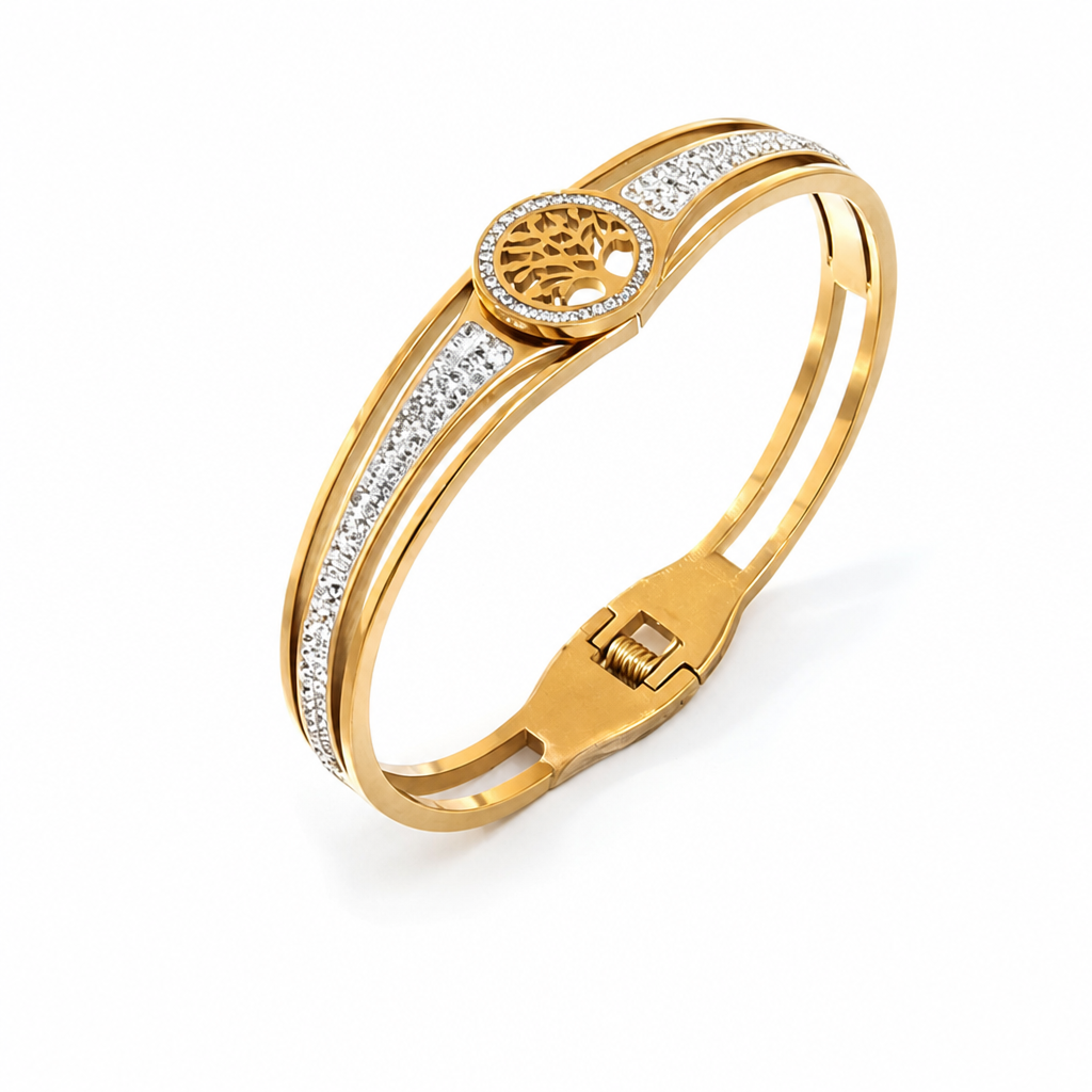 đż Armband i rostfritt stĂ„l med livets trĂ€d â Elegant och gnistrande smycke âšđ
