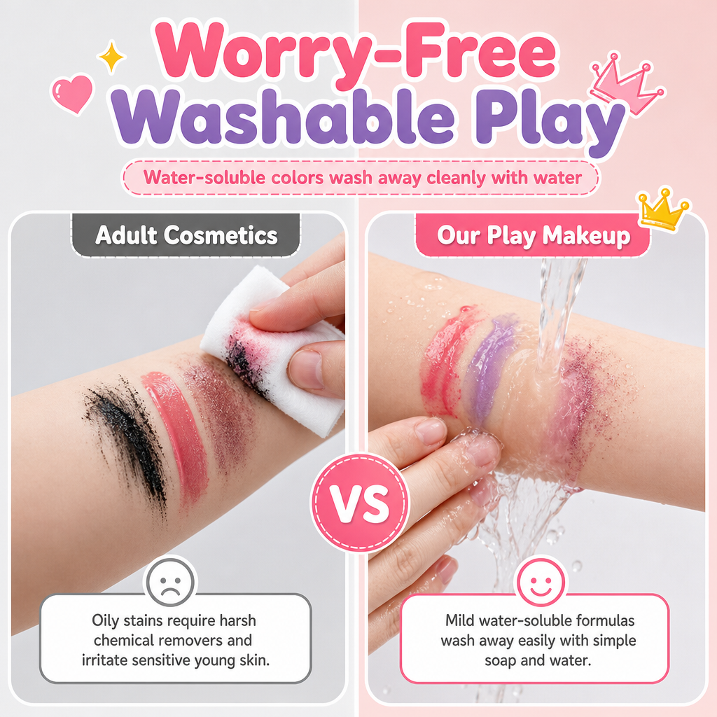 đ 50% RABATT! âš Sminkset för Barn i Rosa SminklĂ„da â TvĂ€ttbar Leksakssmink & Nageldekorationsset för SmĂ„ Prinsessor đ