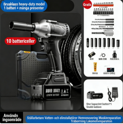 🧰🔧 50% RABATT! | Borstlös 20V Slagskruvdragare – 350Nm, 2x5,0Ah Batterier & 6-stegs Moment!