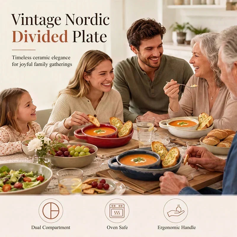 🎉Veckans specialerbjudande – 60 % rabatt✨Retro uppdelad ugnsform i keramik med handtag