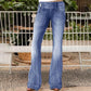 Vintage Side Buttons Mid-rise Bell Bottom Jeans