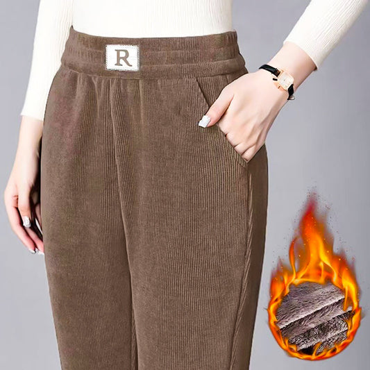 Luxurious High Waist Straight Leg Plush Pants