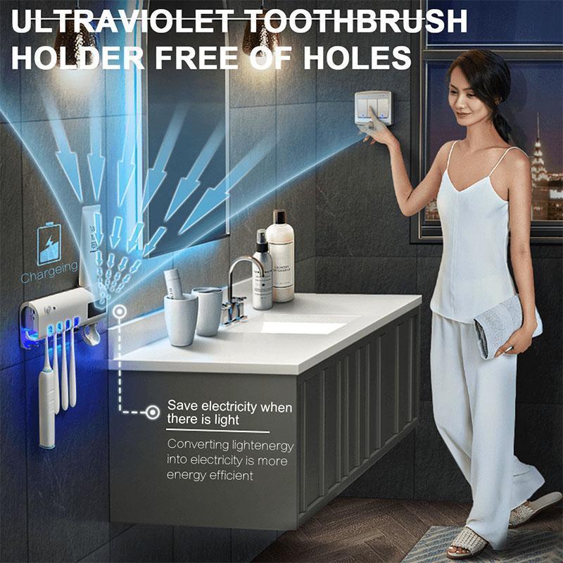 🦷50% RABATT⏰ Trådlös smart tandborstehållare, borrfri montering för badrummet
