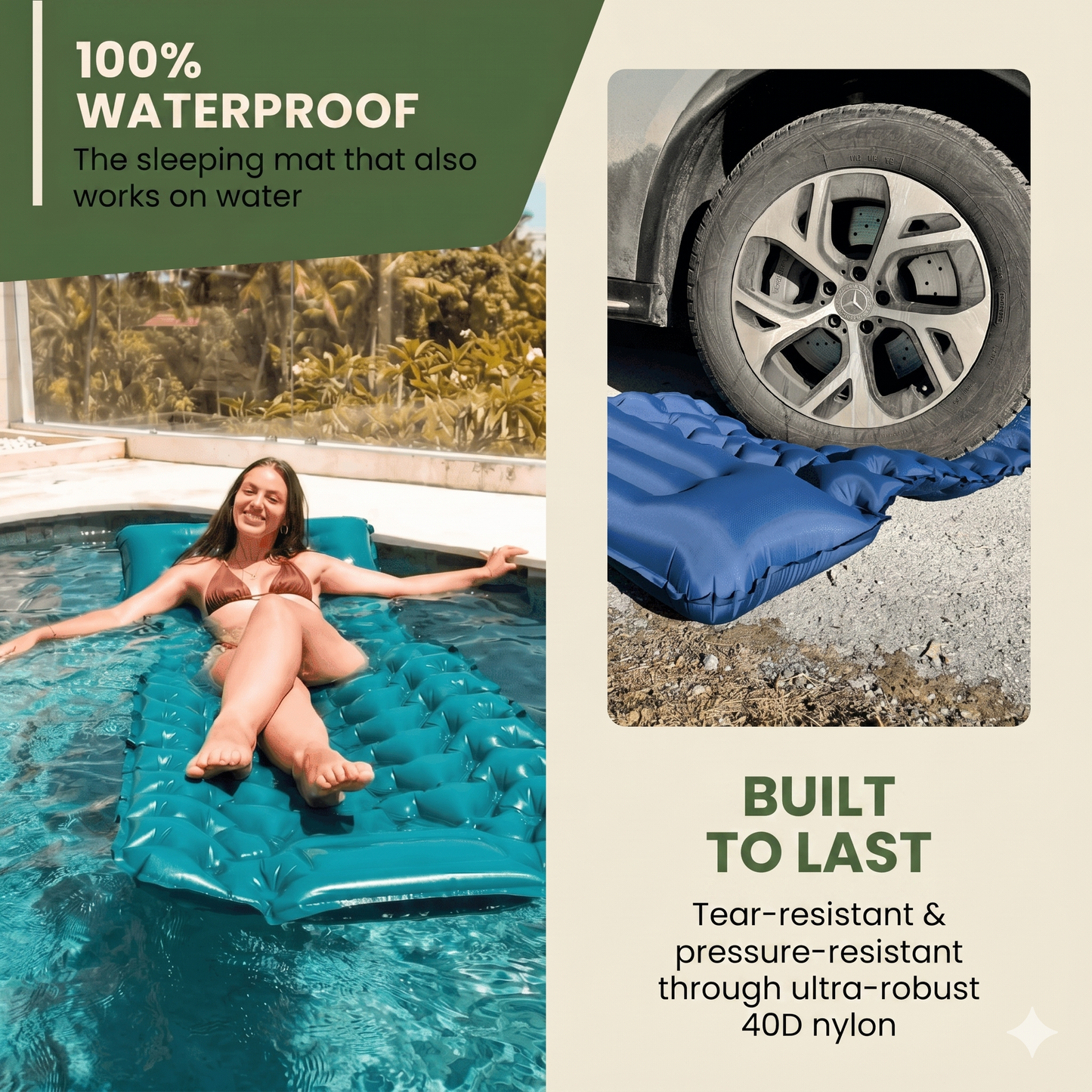 🛏️ 50% RABATT NU! ⛺ Lyxig Ultralätt Liggunderlag – Inbyggd Fotpump & 7,5 cm Tjock – Perfekt för Camping, Vandring & Stranden – Vattentät & Kompakt 🌊