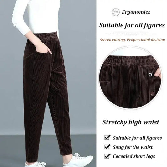 Women's High Waisted Corduroy Warm Pants -  Free Shipping