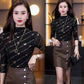 Fashion Luxury Pattern Half-high Neck Women's Top