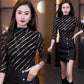 Fashion Luxury Pattern Half-high Neck Women's Top