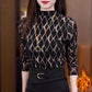 Fashion Luxury Pattern Half-high Neck Women's Top