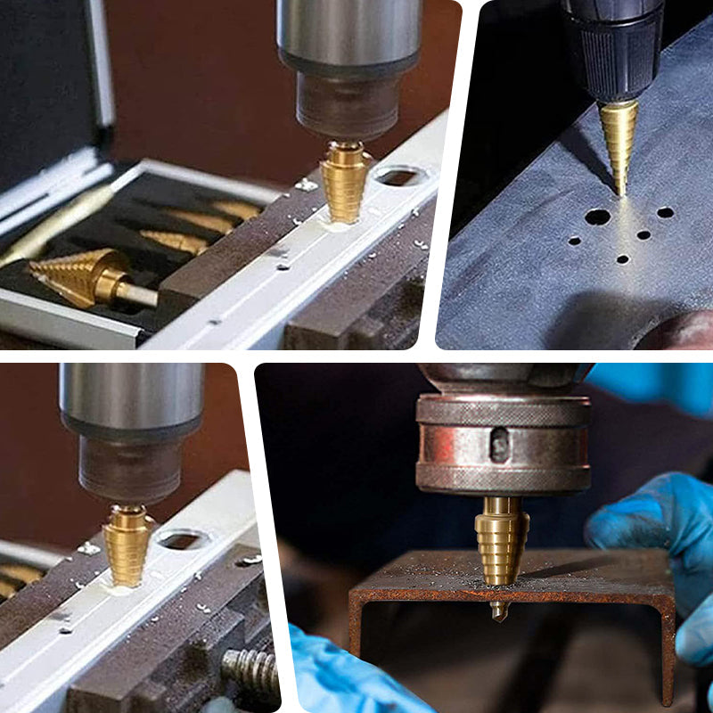 ⚙️ 50 % RABATT 🗼 Pagodaformad borrsats med aluminiumförvaringslåda, skarpa borrar, perfekt för olika borrjobb 🧰