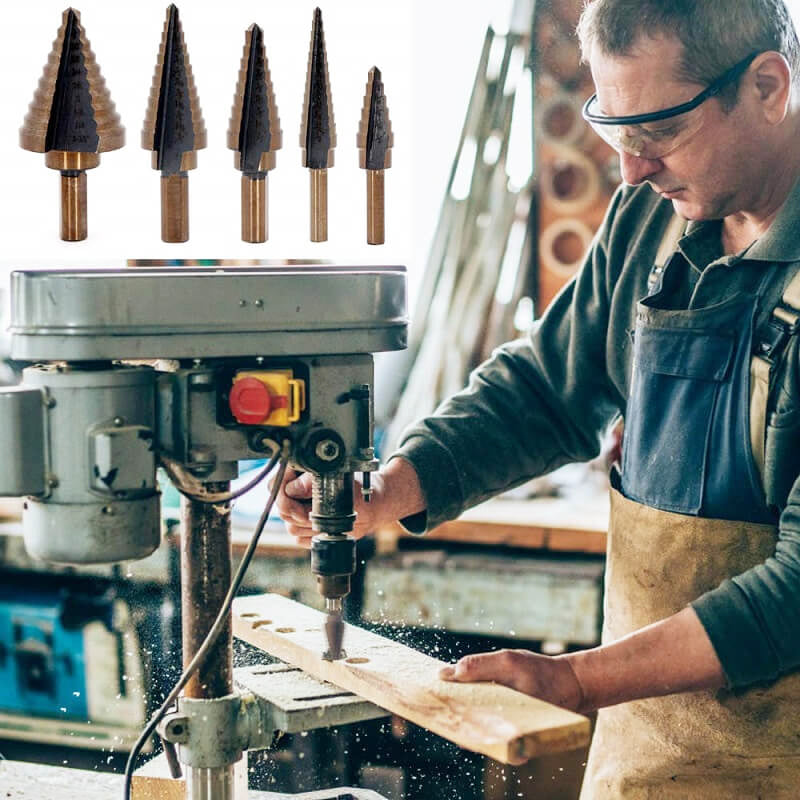 ⚙️ 50 % RABATT 🗼 Pagodaformad borrsats med aluminiumförvaringslåda, skarpa borrar, perfekt för olika borrjobb 🧰