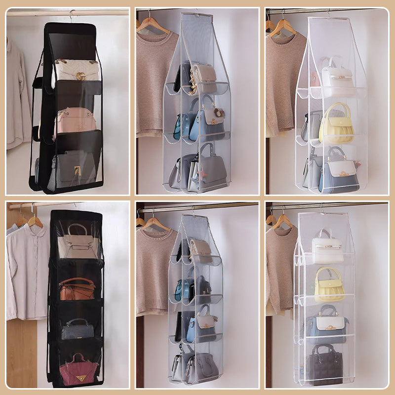 🔥 50 % RABATT! ❤️ Hängande förvaringsväska — 🎁 6/8 transparenta dammskyddade fickor, platsbesparande, vändbar design