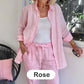 🌸 Frühjahrsneuheit 👗🌸Damen Baumwoll-Leinen Bluse und Hose langarm Set