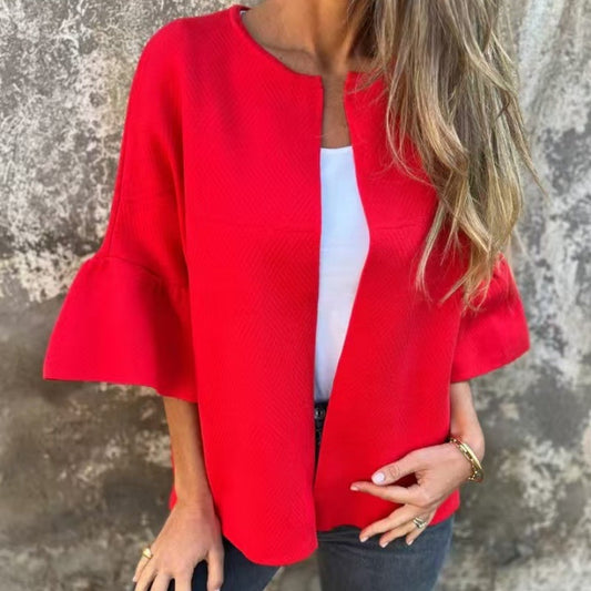 🌷Limited Time 49% OFF💞Women's Round Neck Flare Sleeve Short Jacket