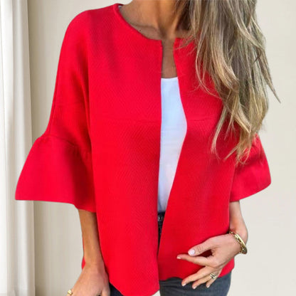 🌷Limited Time 49% OFF💞Women's Round Neck Flare Sleeve Short Jacket