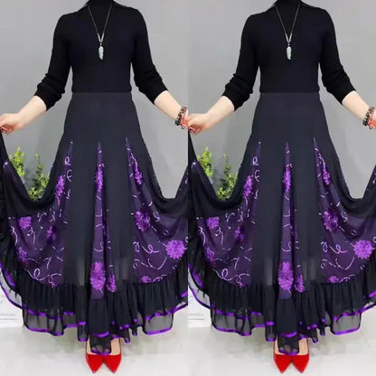 🌷🌹New Embroidered High Waist Long Puffy Dance Skirt