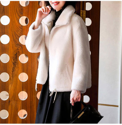 Autumn and winter solid color simple high collar warm women's jacket