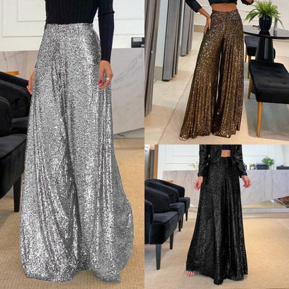 🎅Early Xmas Sales - 60% OFF🎄Women’s Trendy Sequin High Waist Wide Leg Pants