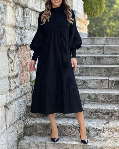 50% discount 🔥 Elegant dress with lantern sleeves in solid color