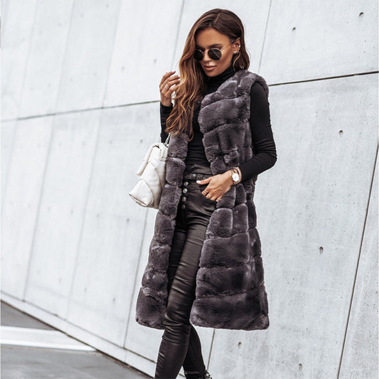 🎅Christmas 50% off sale💥Women's Winter Warm Faux Fur Long Vest