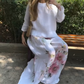 💥Promotion de vente chaude 49% de réduction💕Ensemble deux pièces haut uni et pantalon large à fleurs