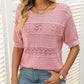 🎉Hot Sale 49% OFF🎉💃Women's Round Neck Hollow Knit Crochet Short Sleeve Sweater