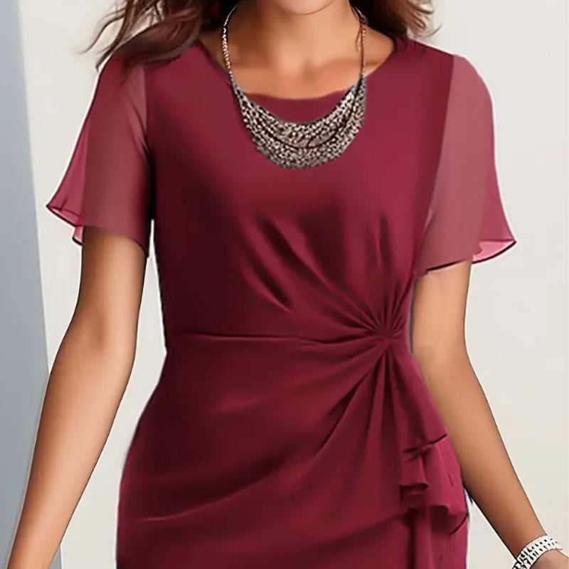 🔥🎁Nyhet 50 % RABATT🔥🥰Elegant mode enfärgad klänning