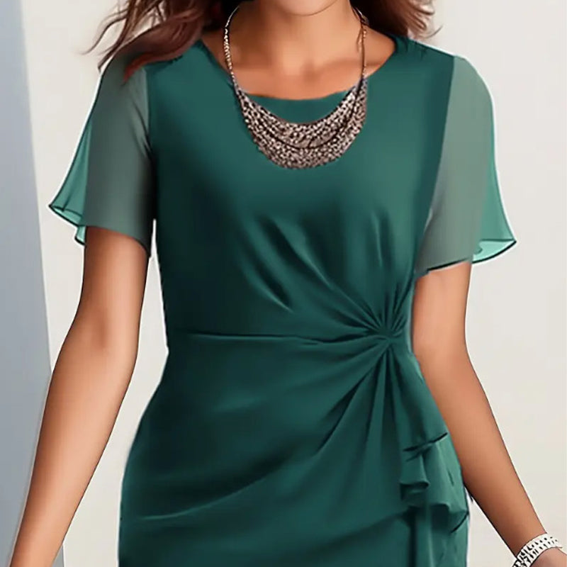 🔥🎁Nyhet 50 % RABATT🔥🥰Elegant mode enfärgad klänning