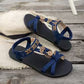 👡 50% RABATT NU! 🌸 Kvinnors Runda Tå Platta Andningsbara Sandaler – Blommiga Metalldetaljer, Justerbar Rem & Dämpad Fotbädd ✨