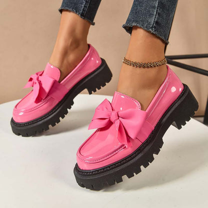 Chic och Söt Platåloafers med Rosett