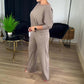 🔥Mest populärt🔥👚Hemkomfort + Business Elegance Lång kofta, topp och byxor, 3-delat set