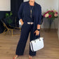 🔥Mest populärt🔥👚Hemkomfort + Business Elegance Lång kofta, topp och byxor, 3-delat set