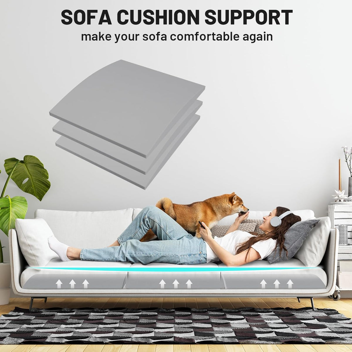 🛋️ SISTA DAGEN - KÖP 2 FÅ 3! ✨ Couch Stöddyna för Hängande Säten - Högdensitets Skum med Nedslipad Bas för Bättre Komfort & Ryggstöd 🏠💫
