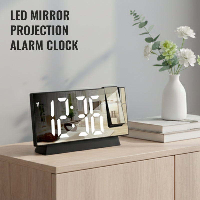 ⏳Begränsat erbjudande⏰ Väckarklocka med projektor och LED-spegel 🕰️ – Köp två och få gratis frakt