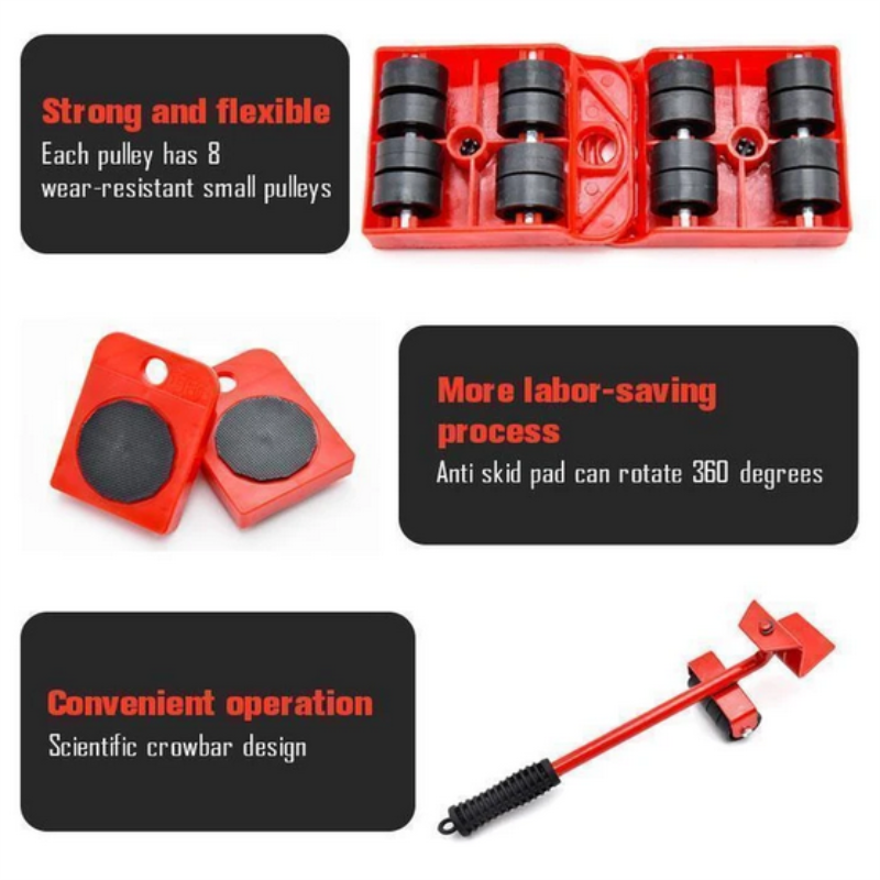 🔄 Möbellyftare & flyttverktygsset, 4-pack – 360° glidskivor & ergonomiskt lyft utan ryggpåfrestning 💪
