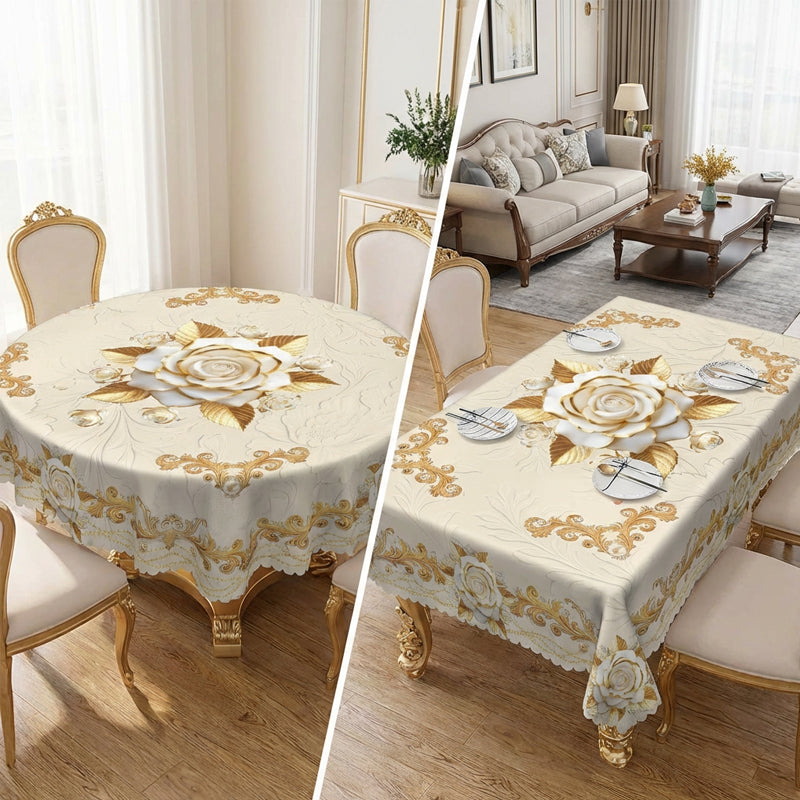 💖 Lyxig guldfärgad bordsduk ⏰ skyddar bordet, lätt att torka av & ger en elegant hemkänsla 🏡