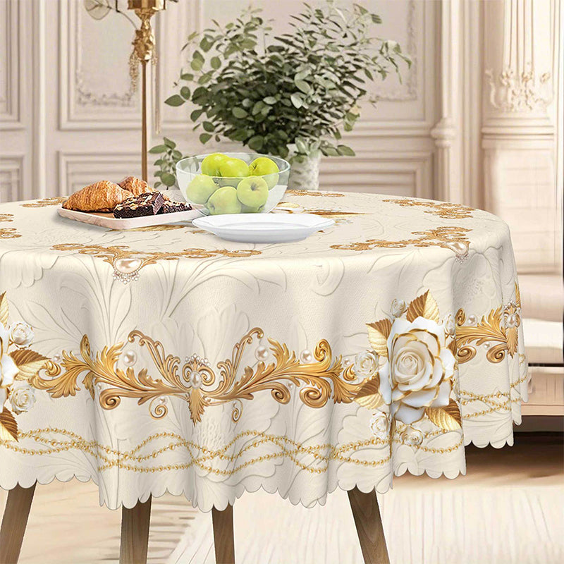 💖 Lyxig guldfärgad bordsduk ⏰ skyddar bordet, lätt att torka av & ger en elegant hemkänsla 🏡
