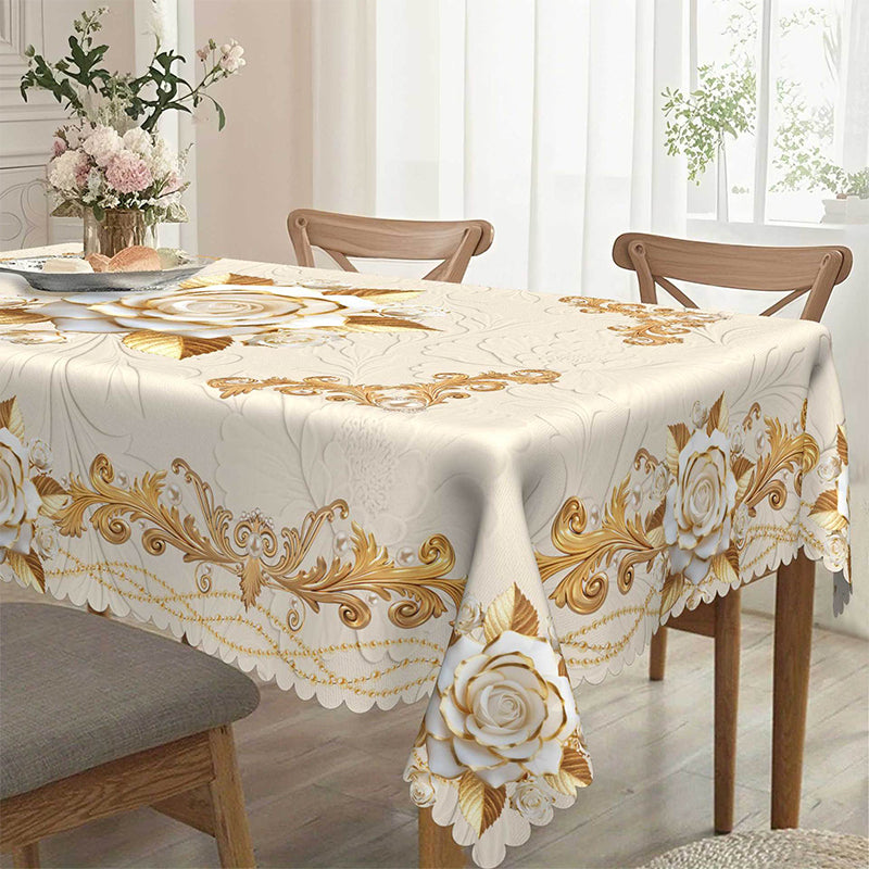 💖 Lyxig guldfärgad bordsduk ⏰ skyddar bordet, lätt att torka av & ger en elegant hemkänsla 🏡