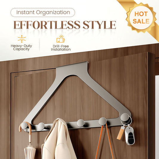 ⏳2026 Tidsbegränsat erbjudande — 50 % rabatt⏰ Dörrförvaringshylla utan borrning med 6 krokar🛌