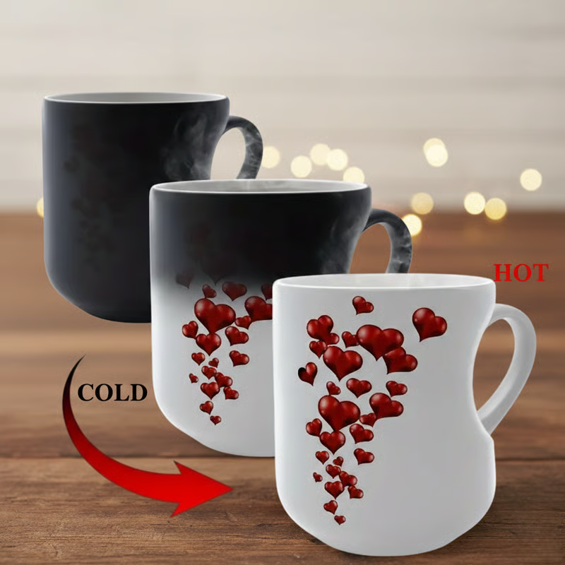 💗 50% RABATT NU! ☕ Färgskiftande Keramikmugg med Hjärthandtag – Värmeaktiverad Avslöjande, Romantisk Design & Premiumkvalitet ✨