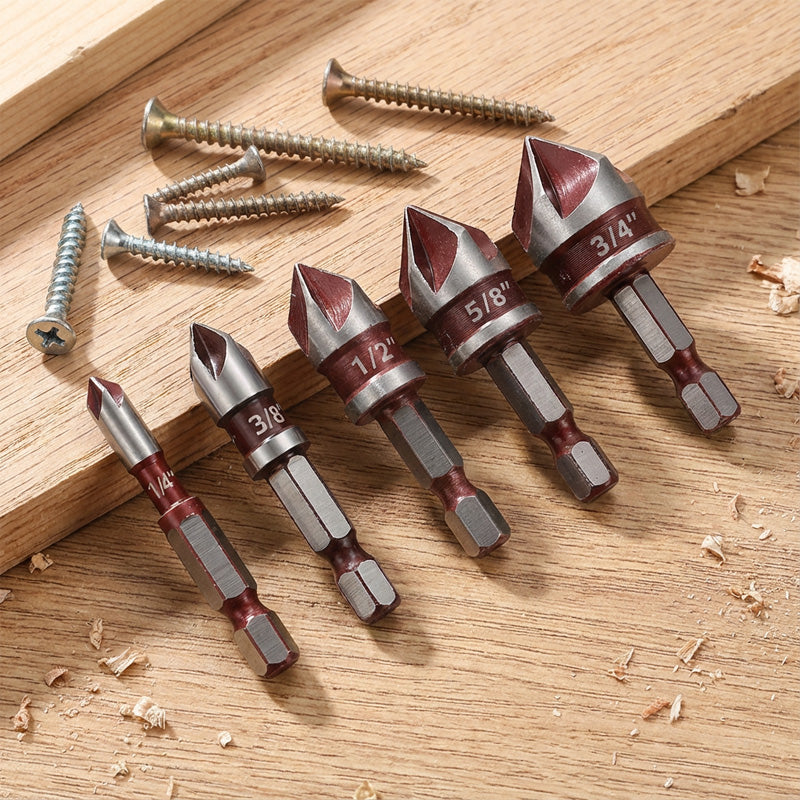 🛠️50% RABATT NU! 🔩 Försänkningsborrset för träbearbetning (5 ST/3 ST) – Rena hål, hållbara och tidsbesparande ⚙️