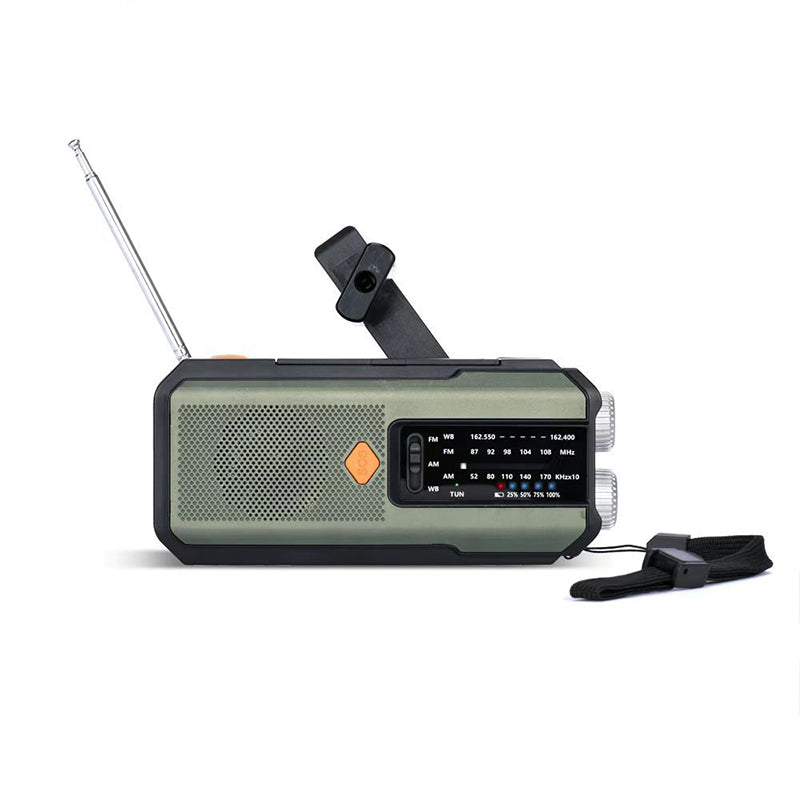 📻🔋 Solcells- och vevdriven nödradio – FM/AM/NOAA, LED-ficklampa & nödladdning för mobilen ⛺⚡