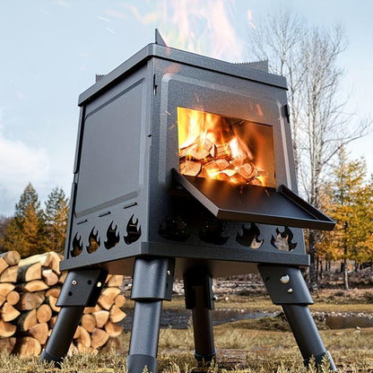 🔥 50 % RABATT NU! 🍳 Hopfällbar vedeldad campingugn i gjutjärn – 16 ventilationshål & hög värmeretention för matlagning och värme utomhus 🏕️